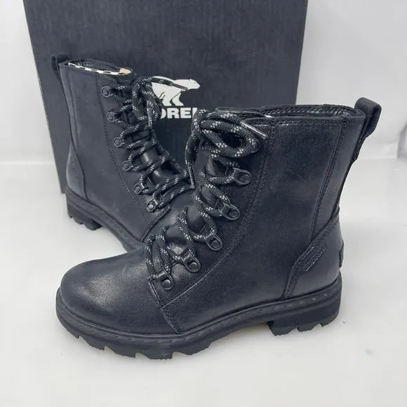 Sorel Lennox Waterproof Lace-Up Boots in Black Size 5.5 New Retail $190