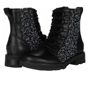 Sorel Lenox lace cozy winter shearling black white waterproof boots size 6 and 8