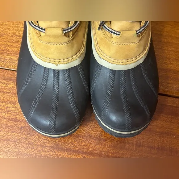 Sorel Slimpack II Lace Winter Boots Womens Size 8.5  Leather Elk Black/Tan
