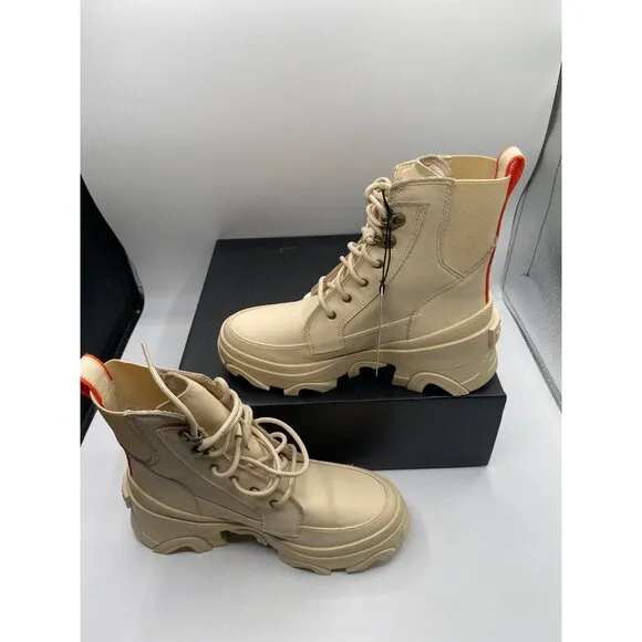 Sorel Women's Bleached Ceramic/Optimized Orange Brex Lug Sole Lace Up Boots NIB