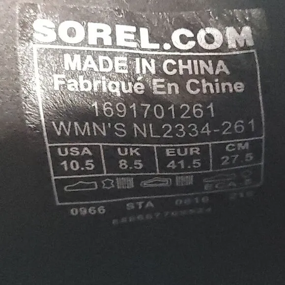 Sorel Womens Lea Ankle Boots Brown Black Wedge Heels Leather Cap Toe 10.5