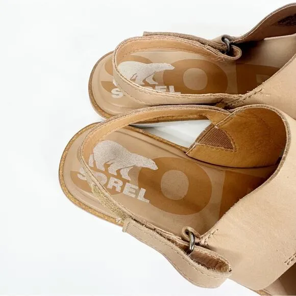 Sorel Women’s Size 6 Tan Beige Ella II Slingback Leather Sandals