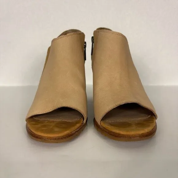 Sorel Nadia Tan Colorblock Ankle Block Heel Open Toe Sandals Size 10