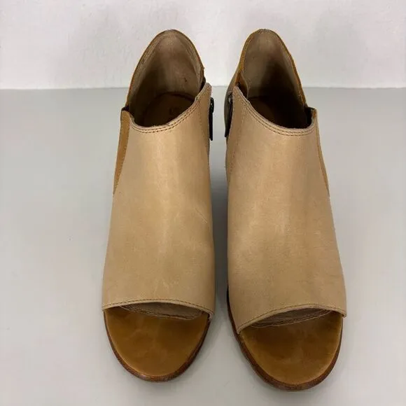 Sorel Nadia Tan Colorblock Ankle Block Heel Open Toe Sandals Size 10