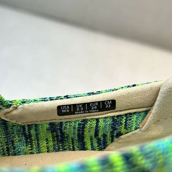 Spenco Womens Coastal Slip On Shoes Mineral Blue Green Sz 6 Knit Orthotic Lightw