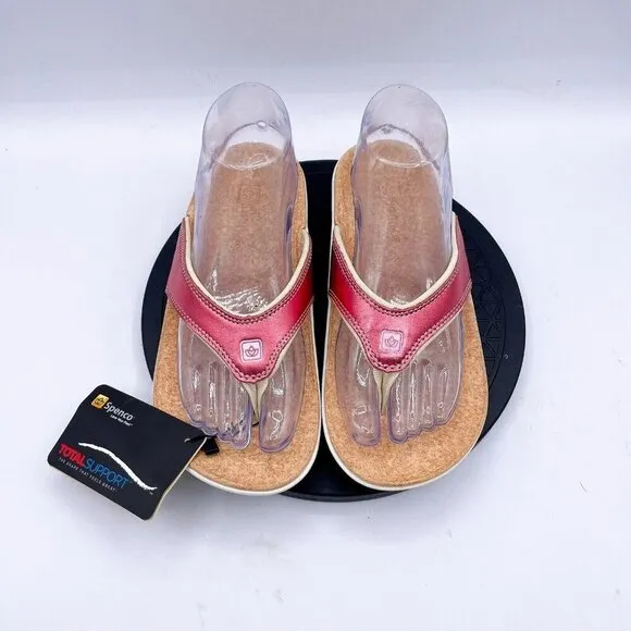 Spenco Yumi Sandal Women’s Size 7 Pink Metallic Flop Orthotic Comfort Thong Shoe