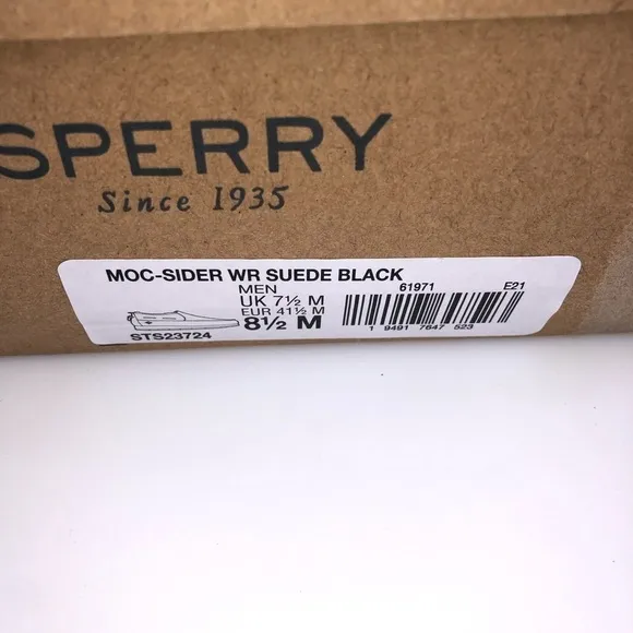 Sperry Mens Moc Sider Black Suede Lined Slip on Boots Shoes STS23724
