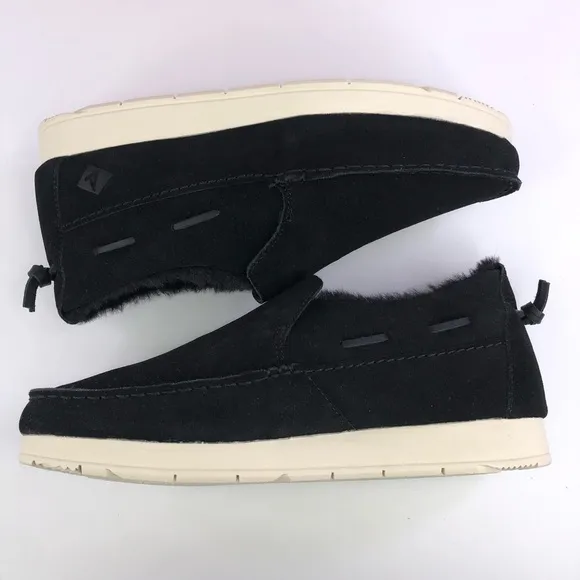 Sperry Mens Moc Sider Black Suede Lined Slip on Boots Shoes STS23724