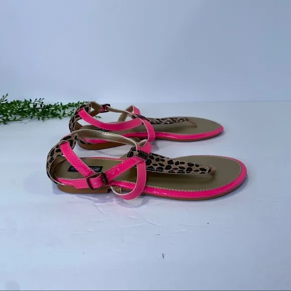 Sperry Summerlin Sandals Size 4M Neon Pink &amp; Leopard Open Toe Ankle Strap