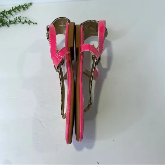 Sperry Summerlin Sandals Size 4M Neon Pink &amp; Leopard Open Toe Ankle Strap