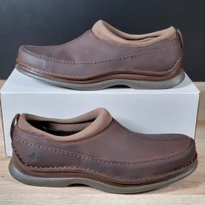 Sperry Top Sider Shoes Men Size 12 Brown Leather Slip On Center Seam Pinch Toe