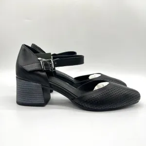 Spring Step Womens 41 EU 9.5 - 10 US Black Leather Block Heels Pumps Shoes
