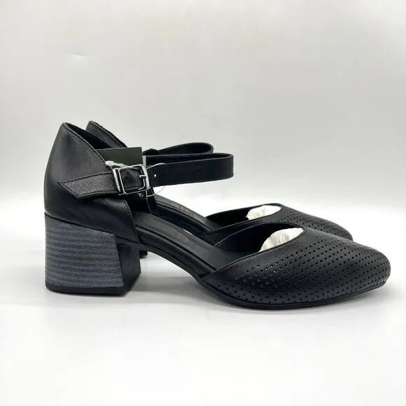 Spring Step Womens 41 EU 9.5 - 10 US Black Leather Block Heels Pumps Shoes