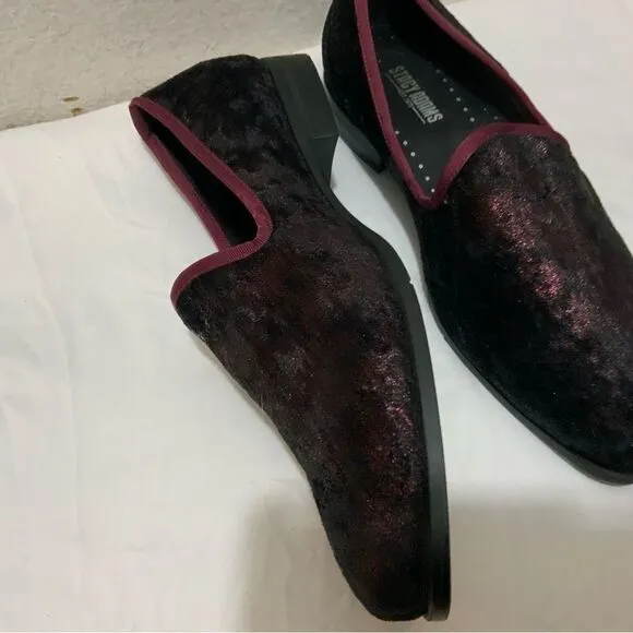 Stacy Adams Swank velour red purple iridescent slip on loafers shoes size 10.5 M