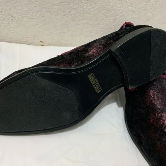 Stacy Adams Swank velour red purple iridescent slip on loafers shoes size 10.5 M