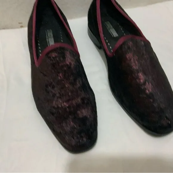 Stacy Adams Swank velour red purple iridescent slip on loafers shoes size 10.5 M