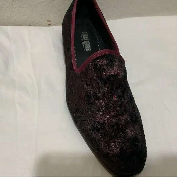 Stacy Adams Swank velour red purple iridescent slip on loafers shoes size 10.5 M
