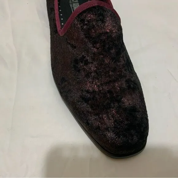 Stacy Adams Swank velour red purple iridescent slip on loafers shoes size 10.5 M