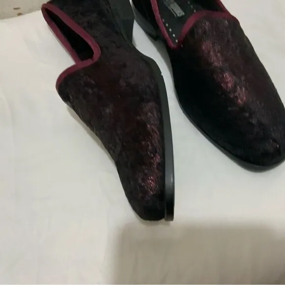 Stacy Adams Swank velour red purple iridescent slip on loafers shoes size 10.5 M