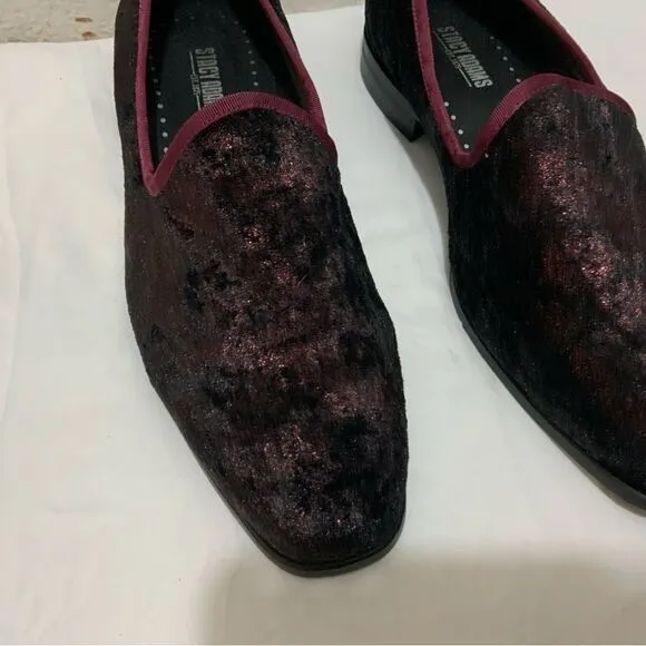 Stacy Adams Swank velour red purple iridescent slip on loafers shoes size 10.5 M