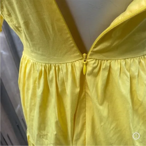 STAUD Elio Cotton Poplin Off-The-Shoulder Midi Dress Yellow size 2
