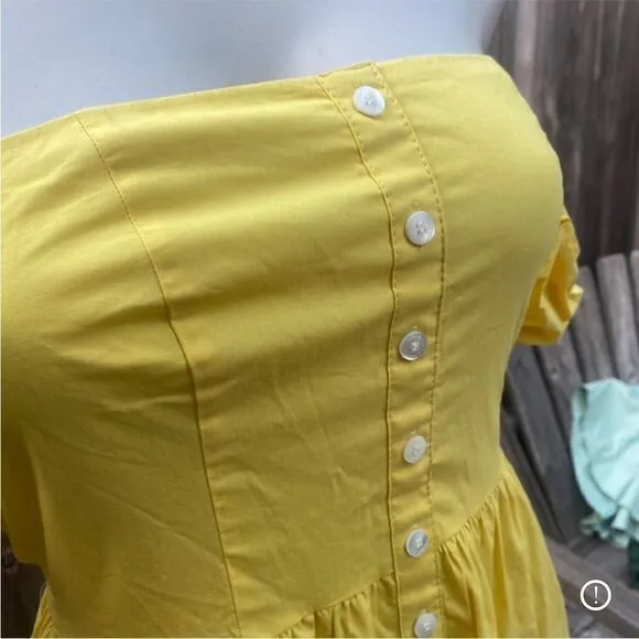 STAUD Elio Cotton Poplin Off-The-Shoulder Midi Dress Yellow size 2