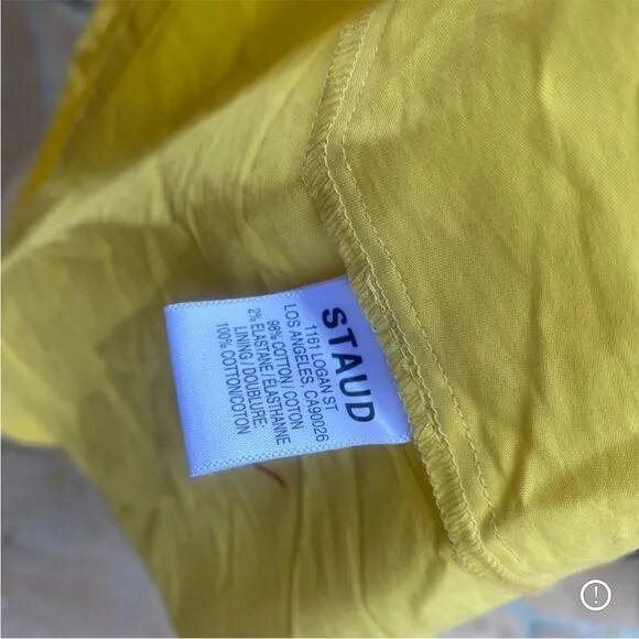 STAUD Elio Cotton Poplin Off-The-Shoulder Midi Dress Yellow size 2