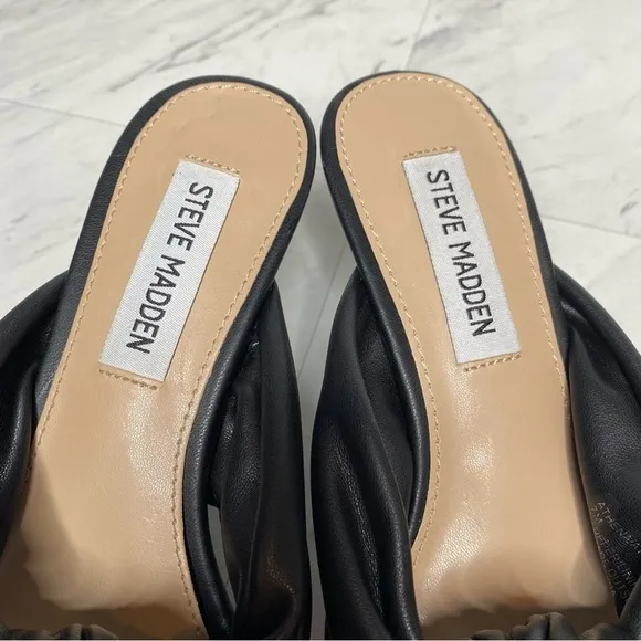 Steve Madden Athena Black Faux Leather Heeled Sandal 7M