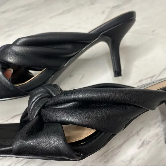 Steve Madden Athena Black Faux Leather Heeled Sandal 7M