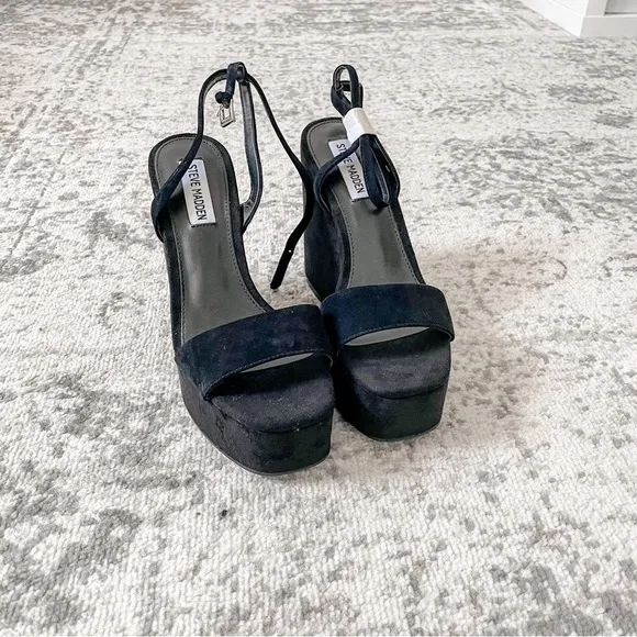 Steve Madden Cecee Ankle-Strap Platform Wedge Sandals Suede