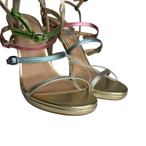 Steve Madden Jubilant Metallic Multi Multi Strap Open Toe Fashion Sandals Sz 10