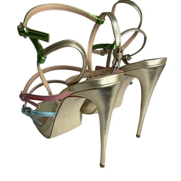 Steve Madden Jubilant Metallic Multi Multi Strap Open Toe Fashion Sandals Sz 10
