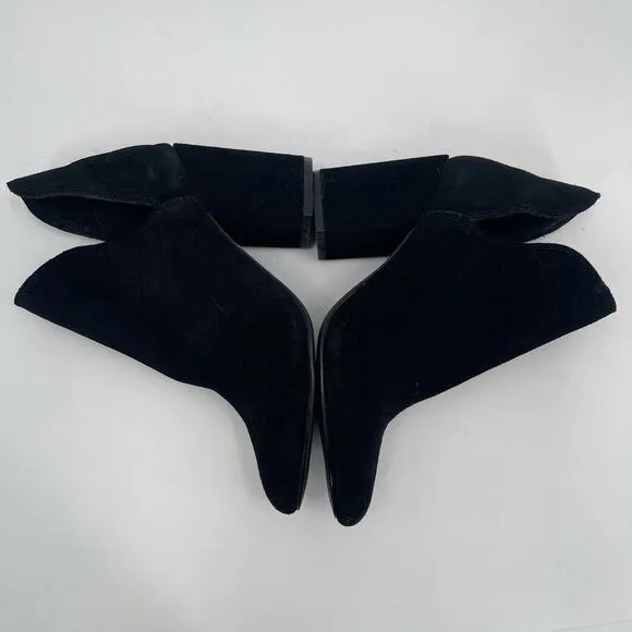 STEVE MADDEN Rookie Boots Size 6 Slip-On Suede Booties Black Heel Leather NEW