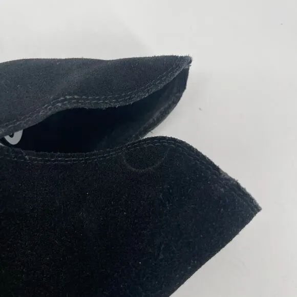 STEVE MADDEN Rookie Boots Size 6 Slip-On Suede Booties Black Heel Leather NEW