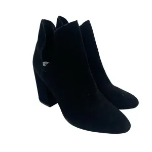 STEVE MADDEN Rookie Boots Size 6 Slip-On Suede Booties Black Heel Leather NEW