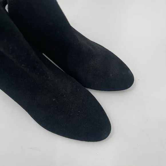 STEVE MADDEN Rookie Boots Size 6 Slip-On Suede Booties Black Heel Leather NEW