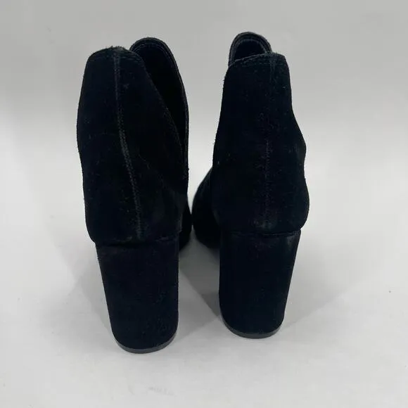 STEVE MADDEN Rookie Boots Size 6 Slip-On Suede Booties Black Heel Leather NEW