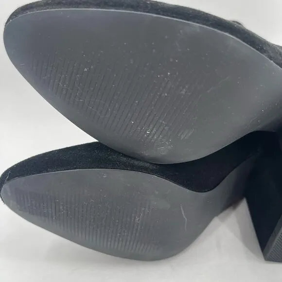 STEVE MADDEN Rookie Boots Size 6 Slip-On Suede Booties Black Heel Leather NEW