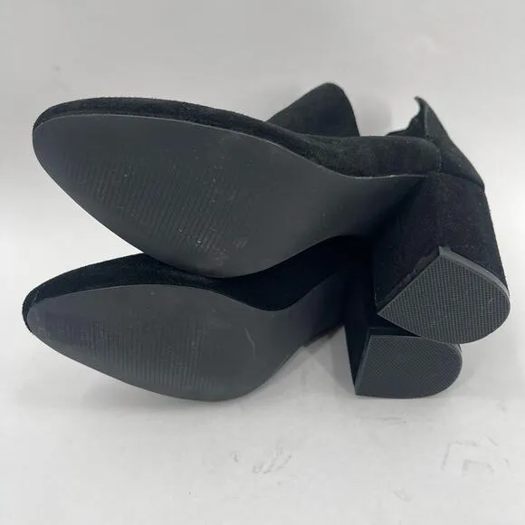 STEVE MADDEN Rookie Boots Size 6 Slip-On Suede Booties Black Heel Leather NEW