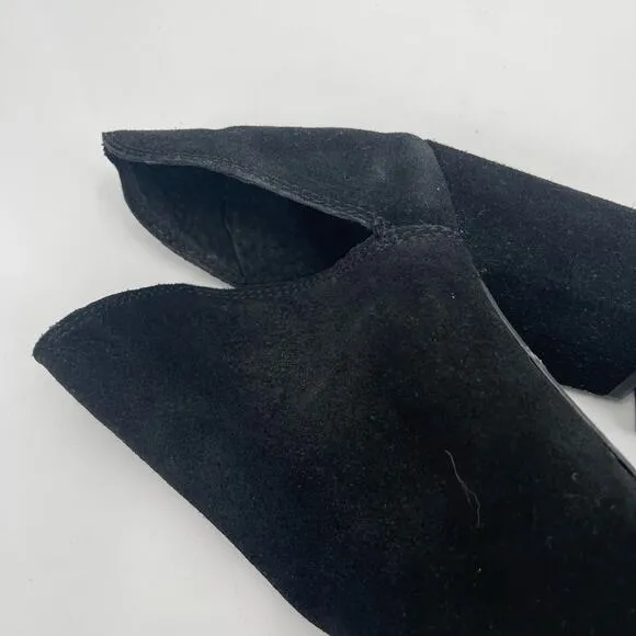 STEVE MADDEN Rookie Boots Size 6 Slip-On Suede Booties Black Heel Leather NEW
