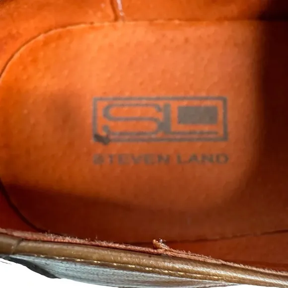 Steven Land Cognac Genuine Leather Slip-On Shoes With Triple Monk Straps Sz: 11M