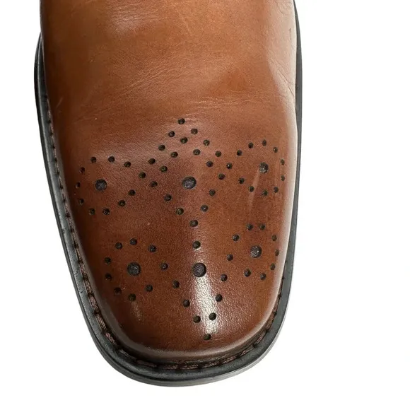 Steven Land Cognac Genuine Leather Slip-On Shoes With Triple Monk Straps Sz: 11M