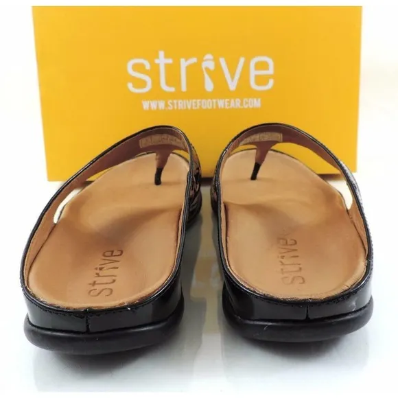 Strive Tee Toe Post Sandals Walking Comfort Black Size 7.5