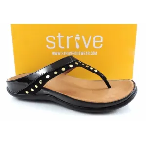 Strive Tee Toe Post Sandals Walking Comfort Black Size 7.5