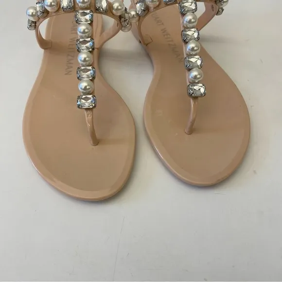 Stuart Weitzman || Goldie Pearl   Crystal Jelly Sandals Blush Pink 6
