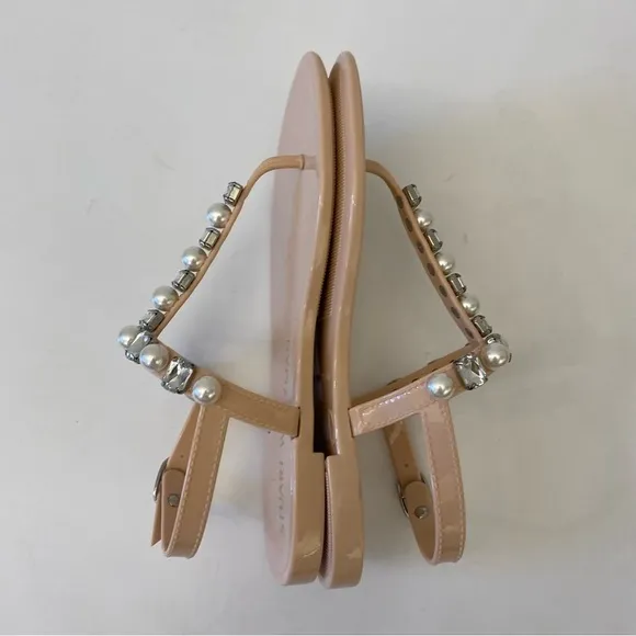 Stuart Weitzman || Goldie Pearl   Crystal Jelly Sandals Blush Pink 6