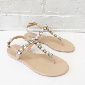 Stuart Weitzman || Goldie Pearl   Crystal Jelly Sandals Blush Pink 6