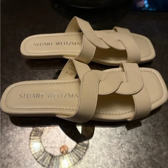 Stuart Weitzman Ibiza Slide Sandals in Alabaster