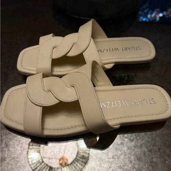 Stuart Weitzman Ibiza Slide Sandals in Alabaster