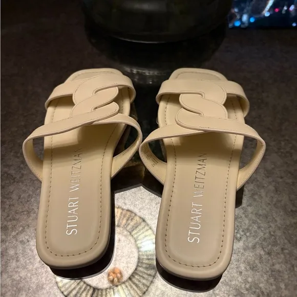 Stuart Weitzman Ibiza Slide Sandals in Alabaster